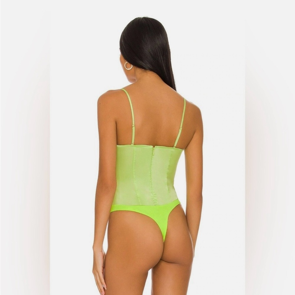 NWT WeWoreWhat (M) Strappy Satin Chiffon Bodysuit Green - Picture 3 of 8